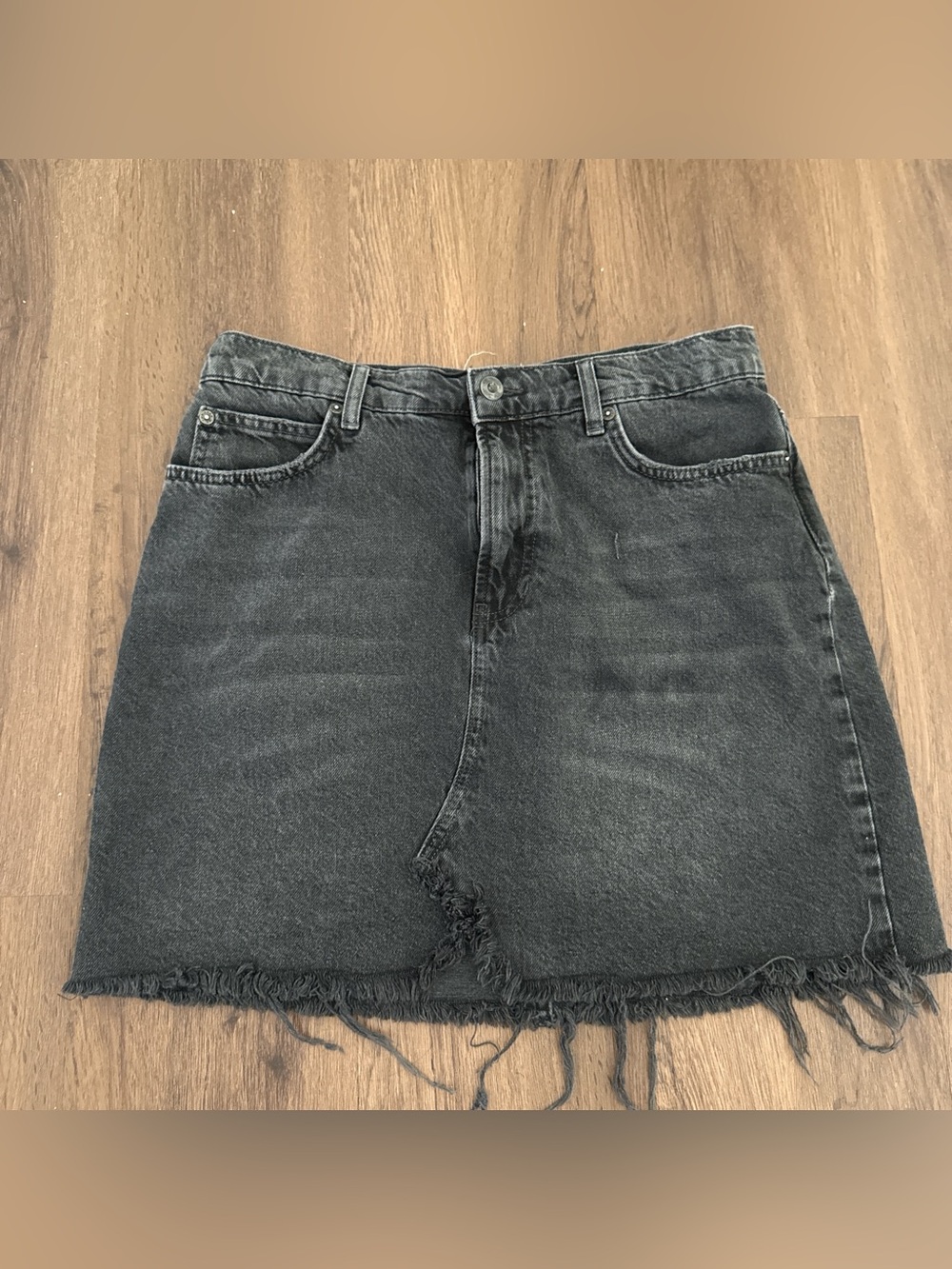 We the Free Black Distressed Denim Skirt - size 29
